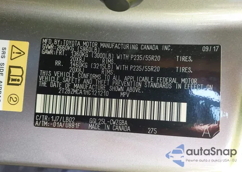 2017 Lexus Rx 350 from USA, damaged, VIN 2T2BZMCA1HC121210